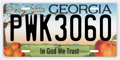 GA license plate PWK3060