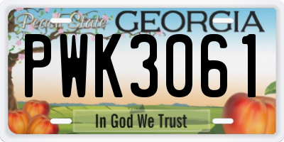 GA license plate PWK3061
