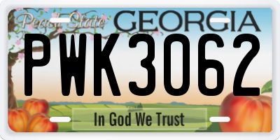 GA license plate PWK3062
