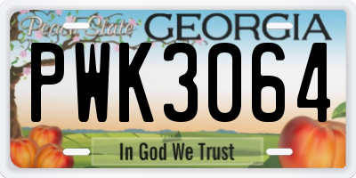 GA license plate PWK3064