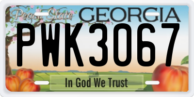 GA license plate PWK3067