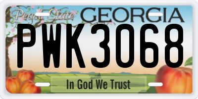 GA license plate PWK3068