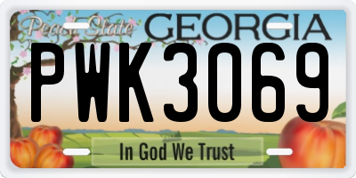 GA license plate PWK3069