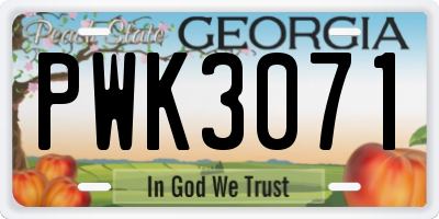 GA license plate PWK3071