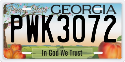 GA license plate PWK3072