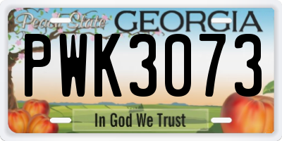 GA license plate PWK3073