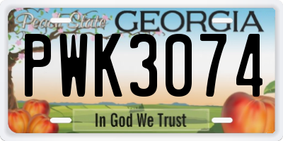 GA license plate PWK3074