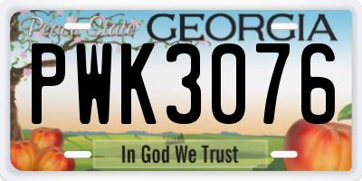 GA license plate PWK3076