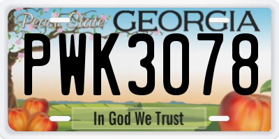 GA license plate PWK3078