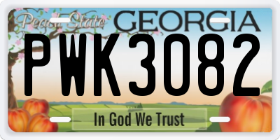 GA license plate PWK3082
