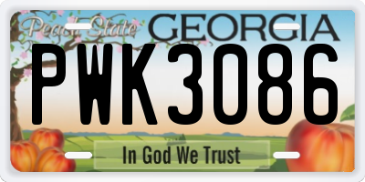 GA license plate PWK3086