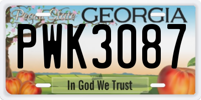 GA license plate PWK3087