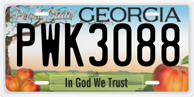 GA license plate PWK3088
