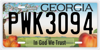 GA license plate PWK3094