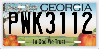 GA license plate PWK3112