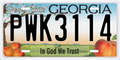 GA license plate PWK3114