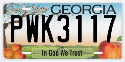 GA license plate PWK3117