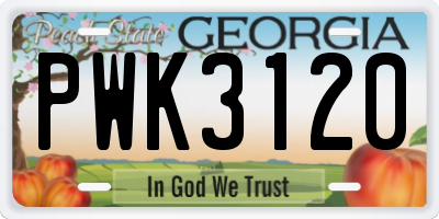 GA license plate PWK3120