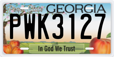 GA license plate PWK3127