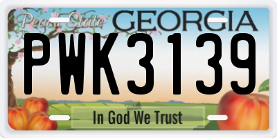 GA license plate PWK3139