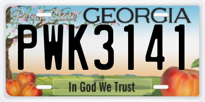 GA license plate PWK3141