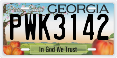 GA license plate PWK3142