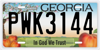 GA license plate PWK3144