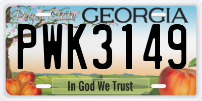 GA license plate PWK3149