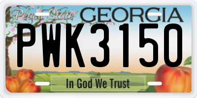 GA license plate PWK3150