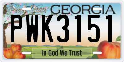 GA license plate PWK3151