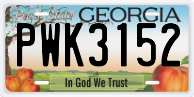 GA license plate PWK3152