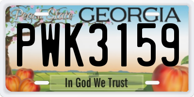 GA license plate PWK3159