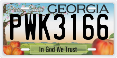 GA license plate PWK3166