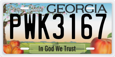 GA license plate PWK3167