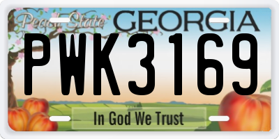 GA license plate PWK3169