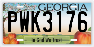 GA license plate PWK3176