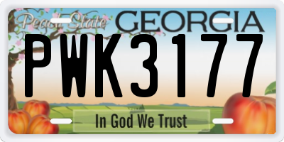 GA license plate PWK3177