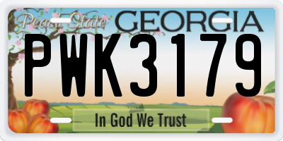 GA license plate PWK3179