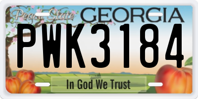 GA license plate PWK3184