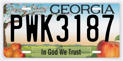 GA license plate PWK3187