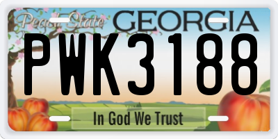 GA license plate PWK3188