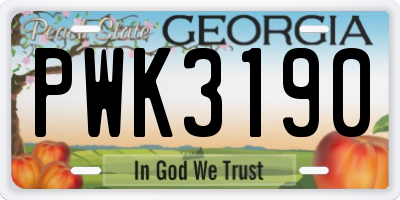 GA license plate PWK3190