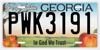 GA license plate PWK3191
