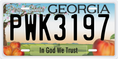 GA license plate PWK3197