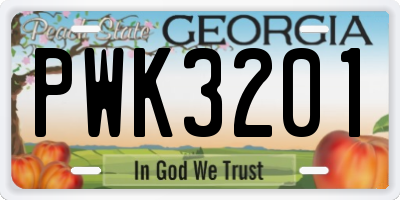 GA license plate PWK3201