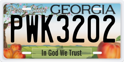 GA license plate PWK3202