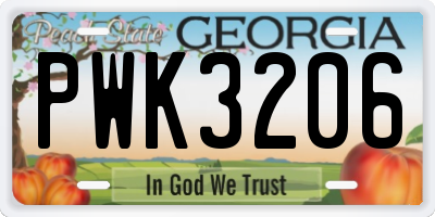 GA license plate PWK3206