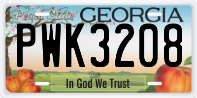 GA license plate PWK3208
