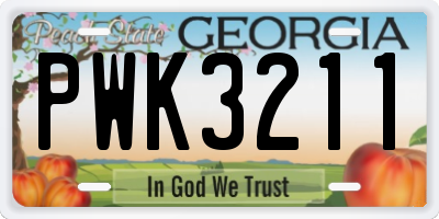 GA license plate PWK3211