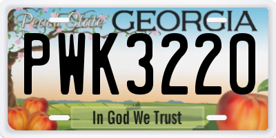GA license plate PWK3220
